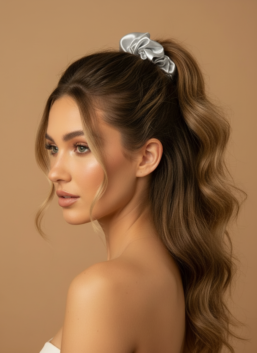 Medium Frosted Chrome Scrunchie