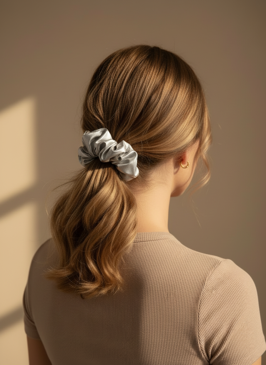 Medium Frosted Chrome Scrunchie