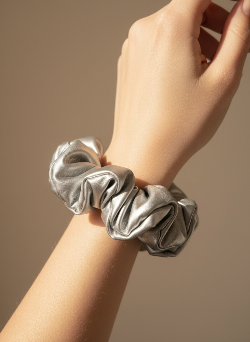Medium Frosted Chrome Scrunchie