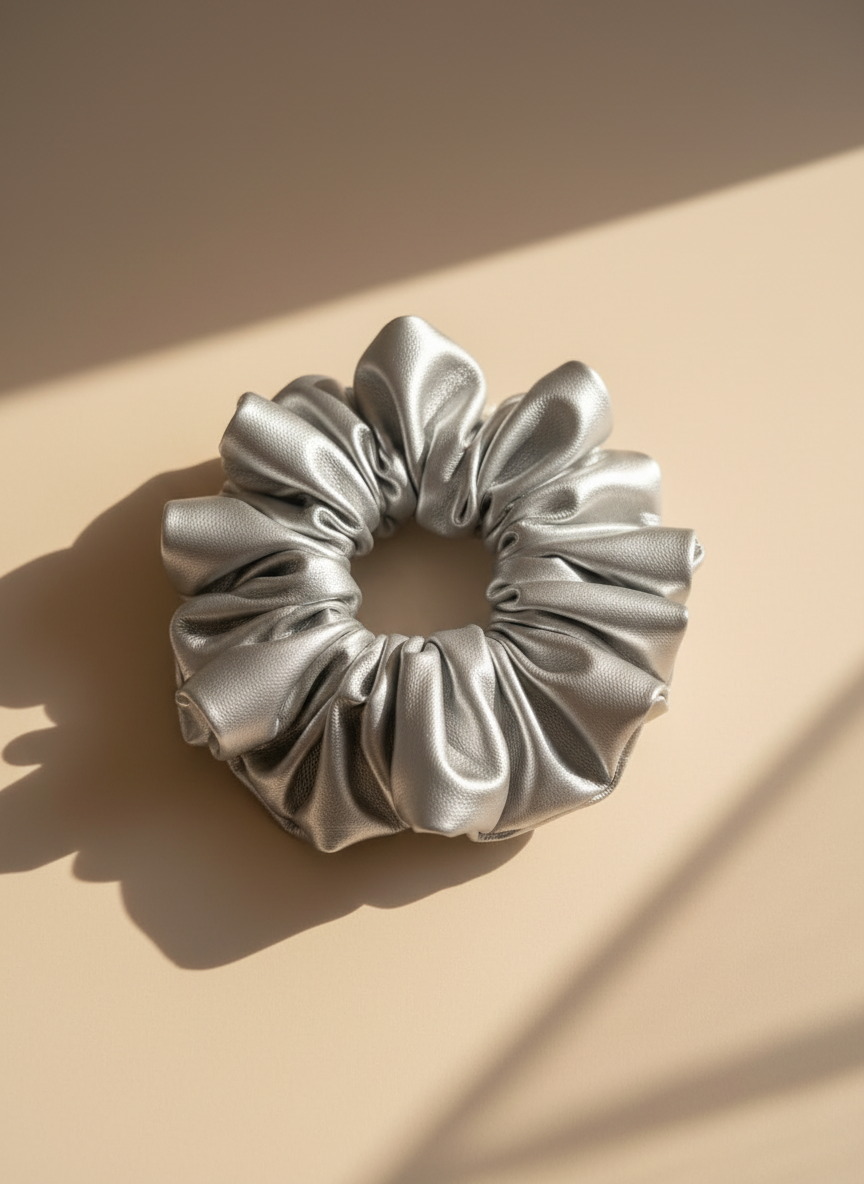 Medium Frosted Chrome Scrunchie