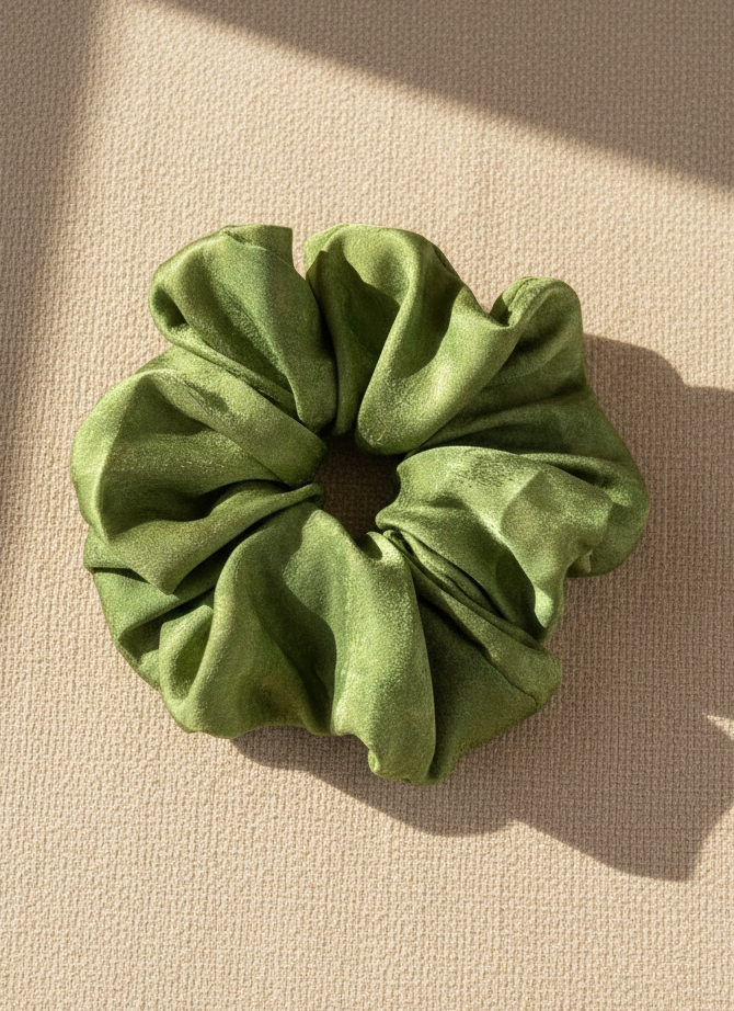 Large Chloris Green Tea Scented Silk Scrunchies