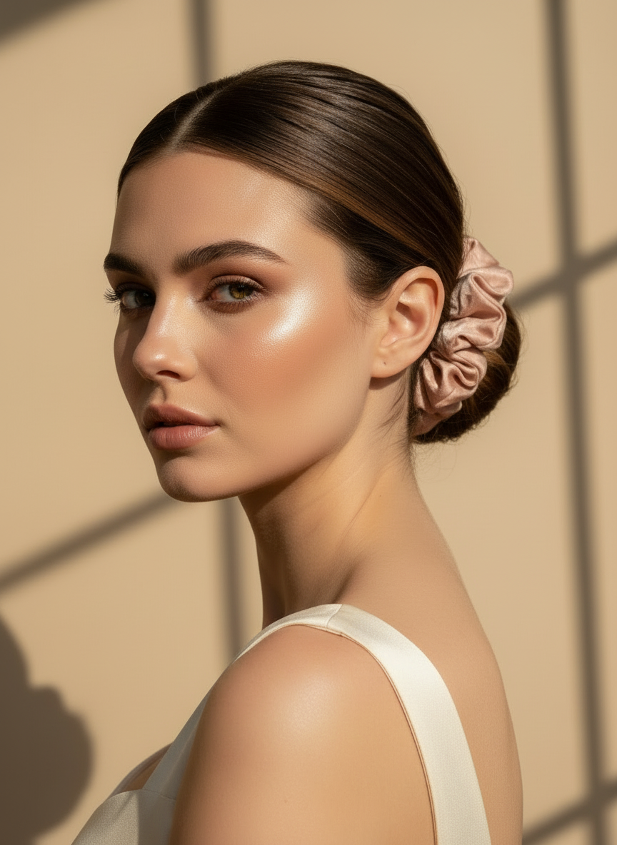 Medium Naias Rose Scented Silk Scrunchie