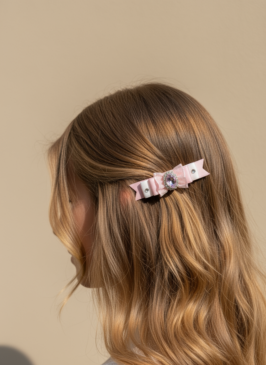 Rosé 2 Tone Bejewelled Bow Hair Clip