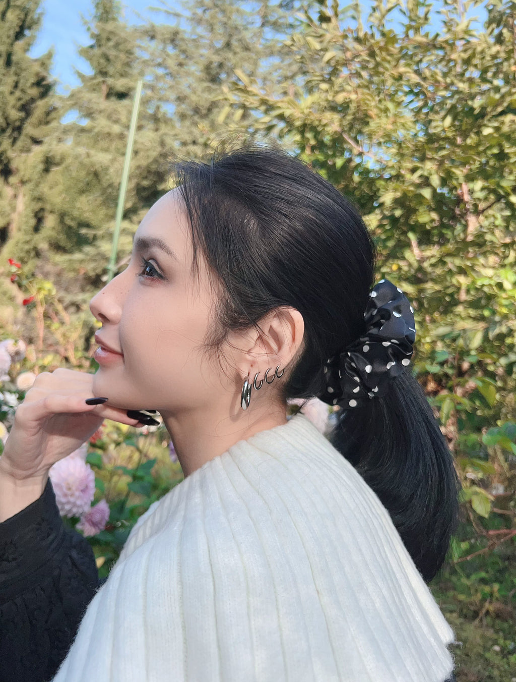 Medium Dahlia Mulberry Silk Scrunchies