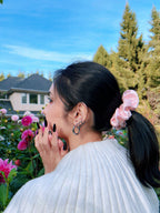 Medium Dahlia Mulberry Silk Scrunchies