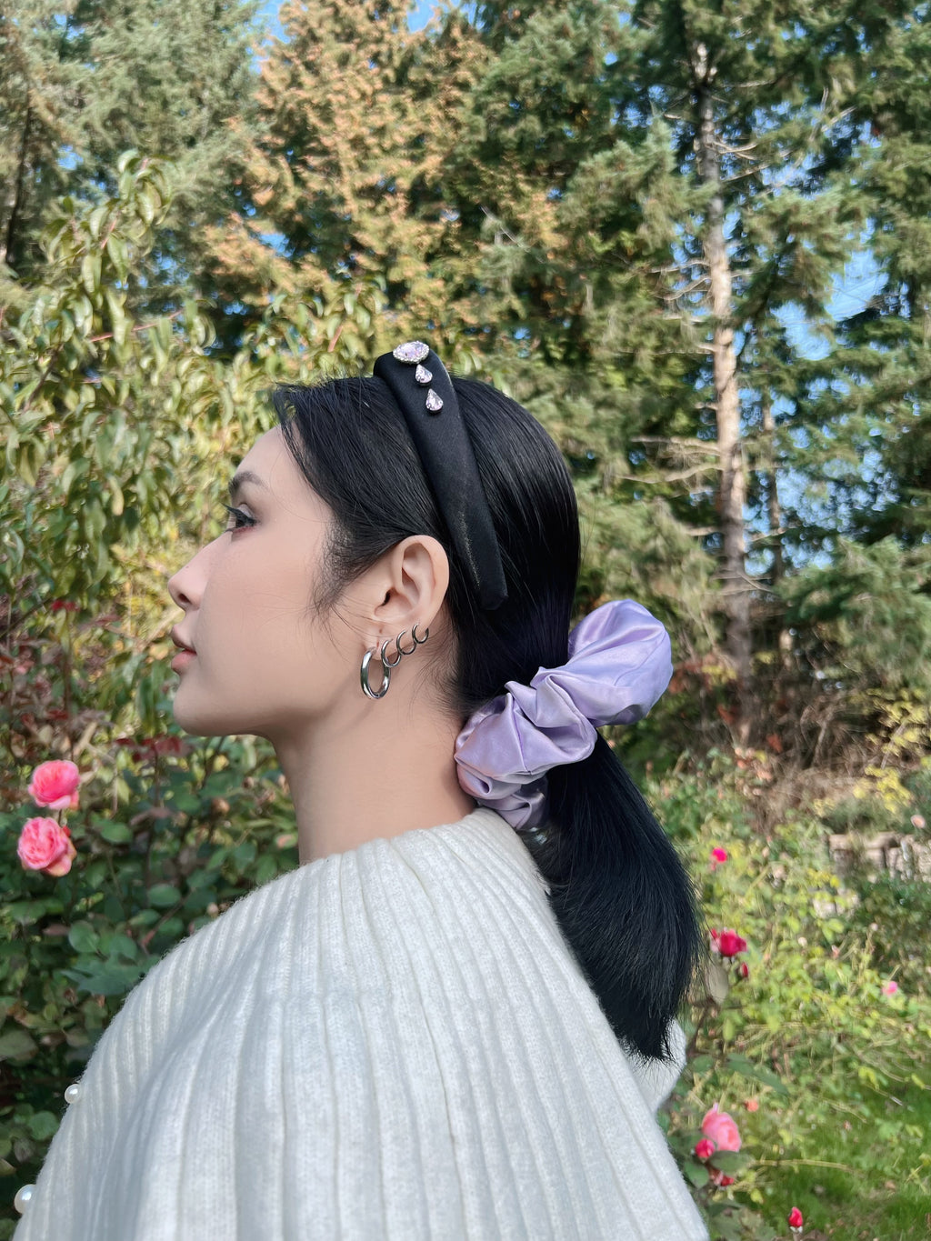 X-Large Dahlia Mulberry Silk Scrunchies