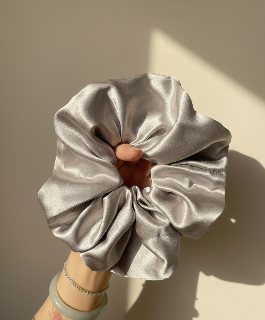 X-Large Dahlia Mulberry Silk Scrunchies