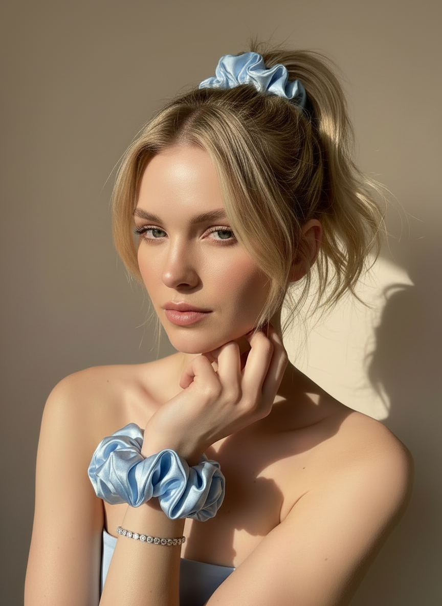 Medium Dahlia Mulberry Silk Scrunchies