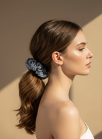 Small Japanese Denim Prints Scrunchie