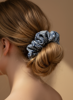 Small Japanese Denim Prints Scrunchie
