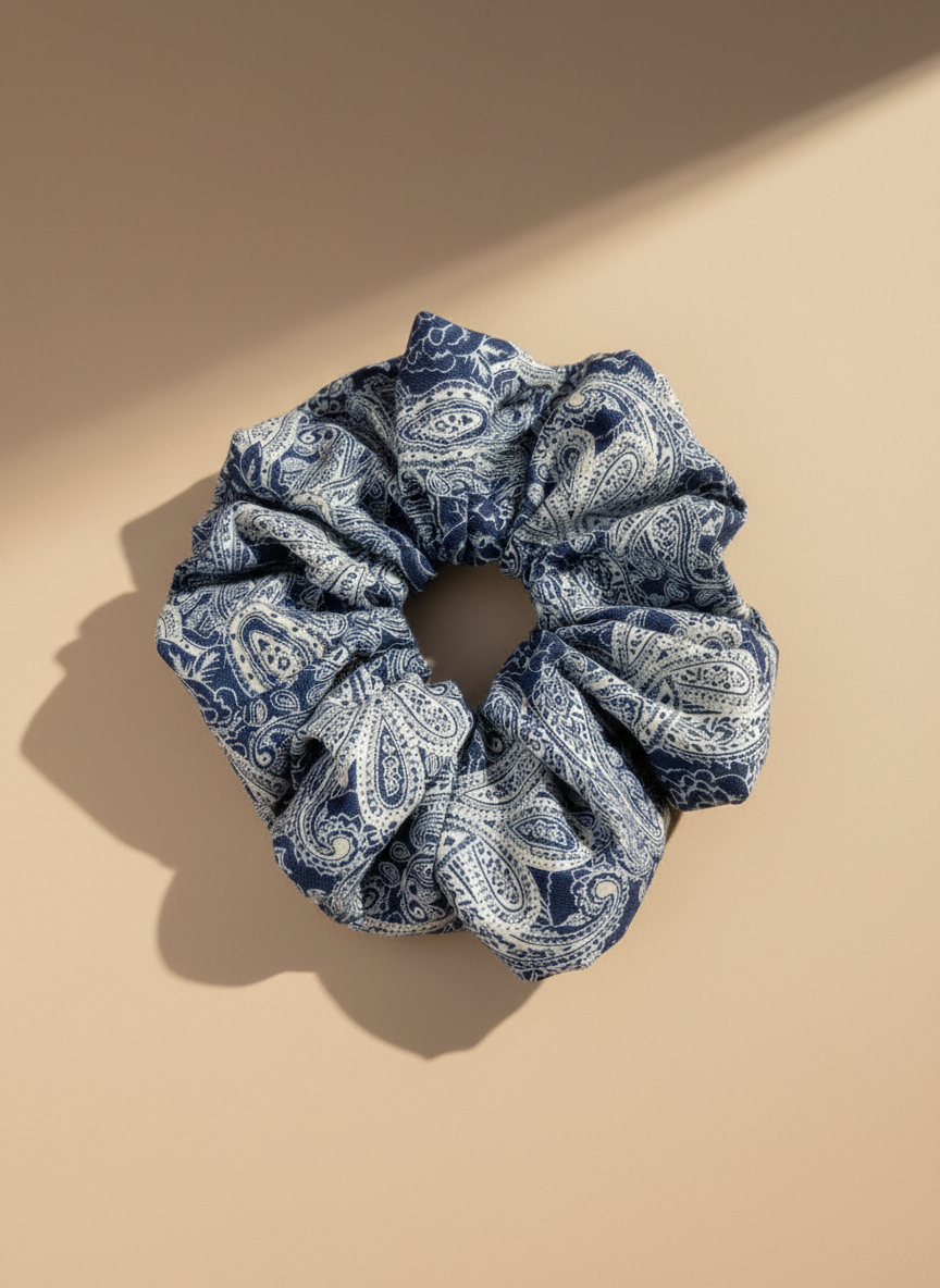 Medium Japanese Denim Prints Scrunchie