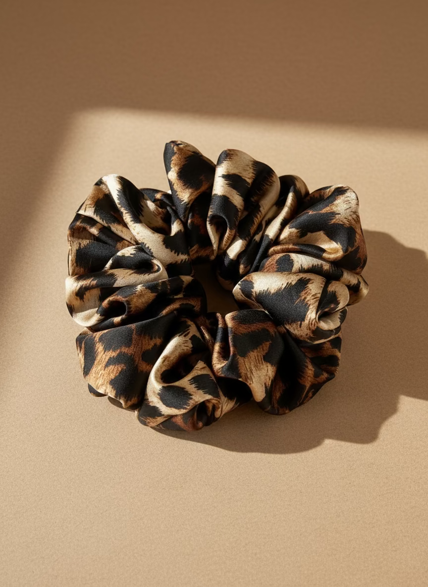 XL Amber Leopard Scrunchie
