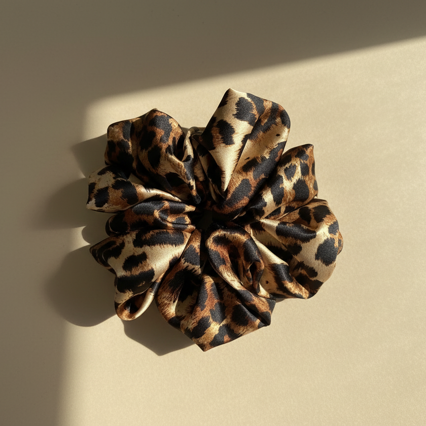 XL Amber Leopard Scrunchie