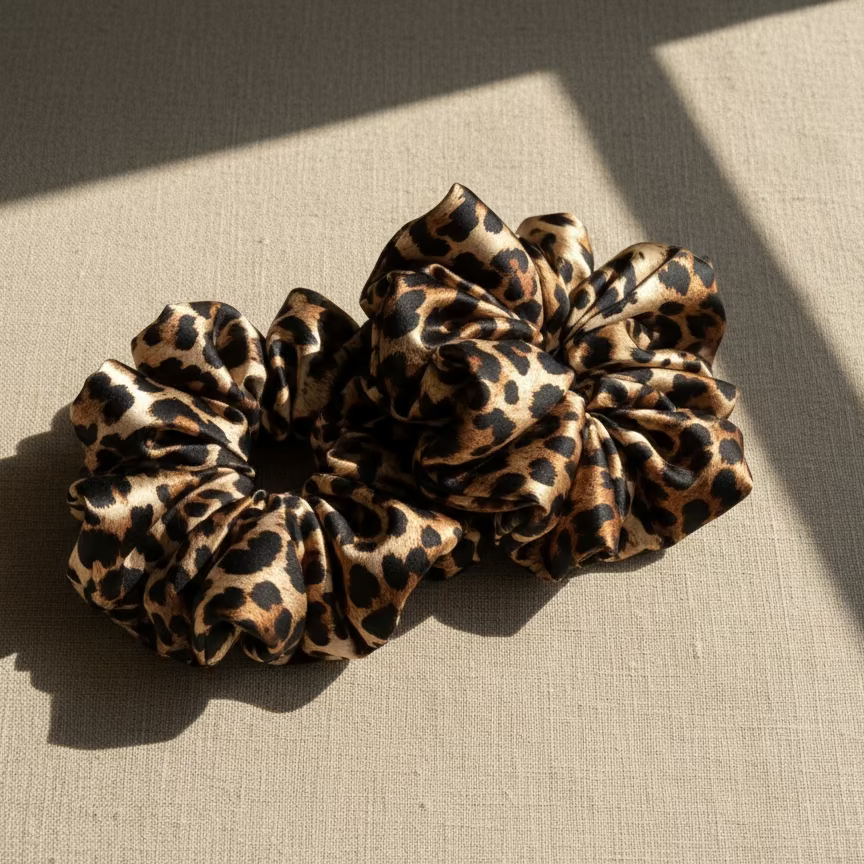 XL Amber Leopard Scrunchie