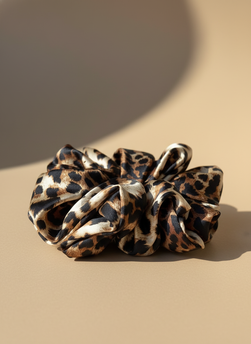 XL Amber Leopard Scrunchie