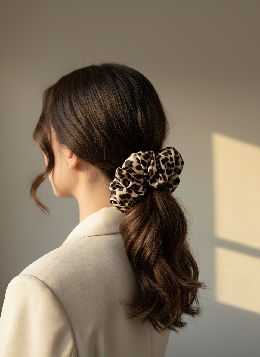 XL Amber Leopard Scrunchie