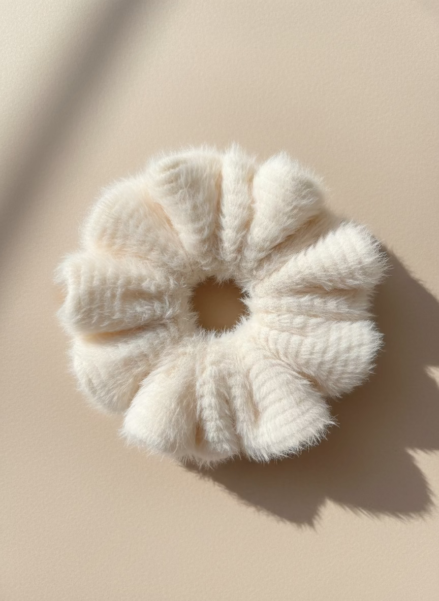 Large Snow Puff Scrunchie