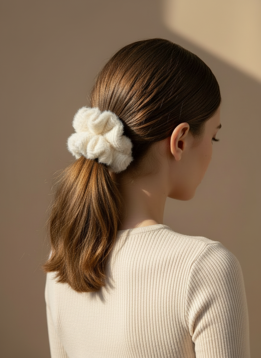 Large Snow Puff Scrunchie