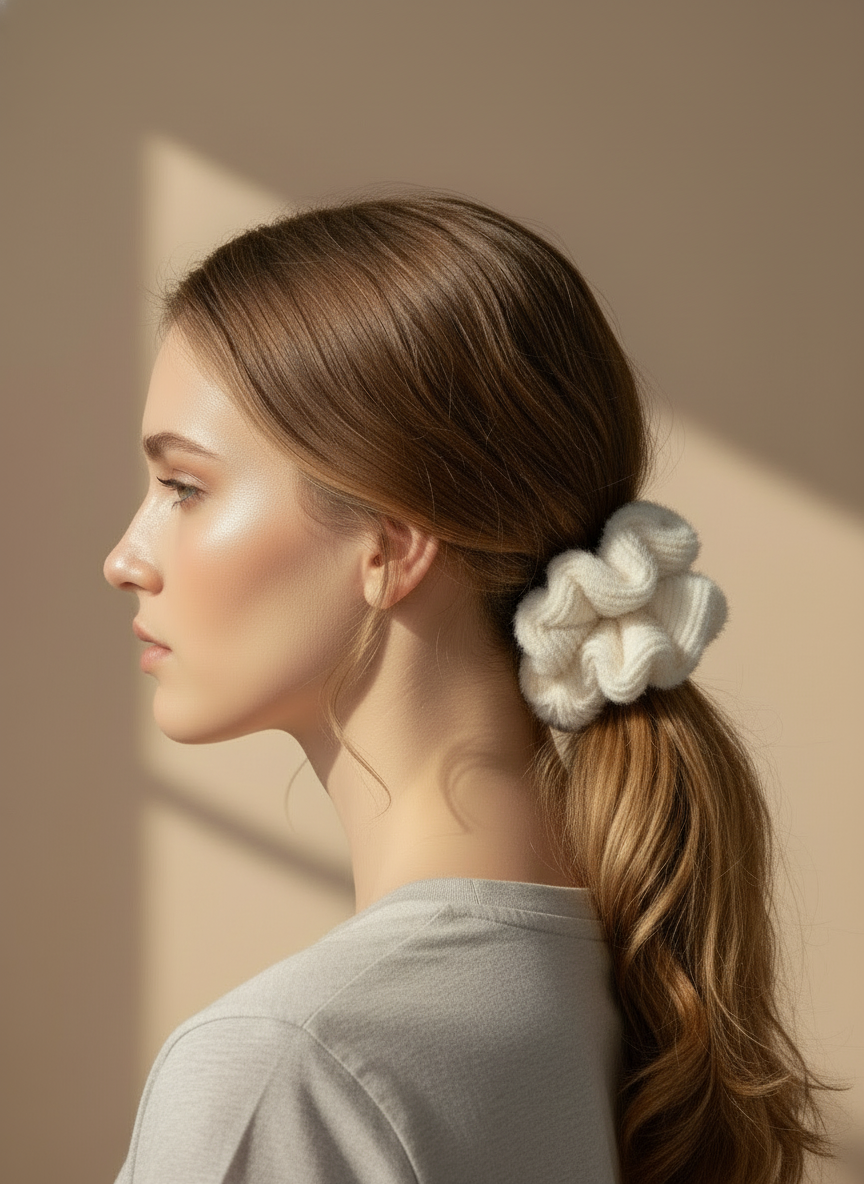 Large Snow Puff Scrunchie