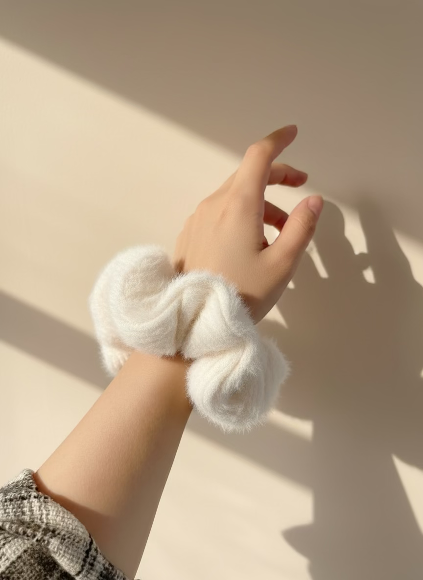 Large Snow Puff Scrunchie