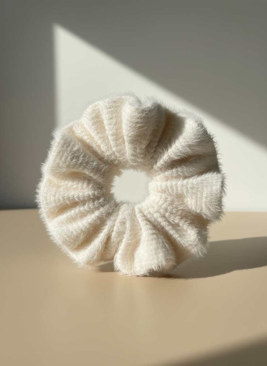 Large Snow Puff Scrunchie