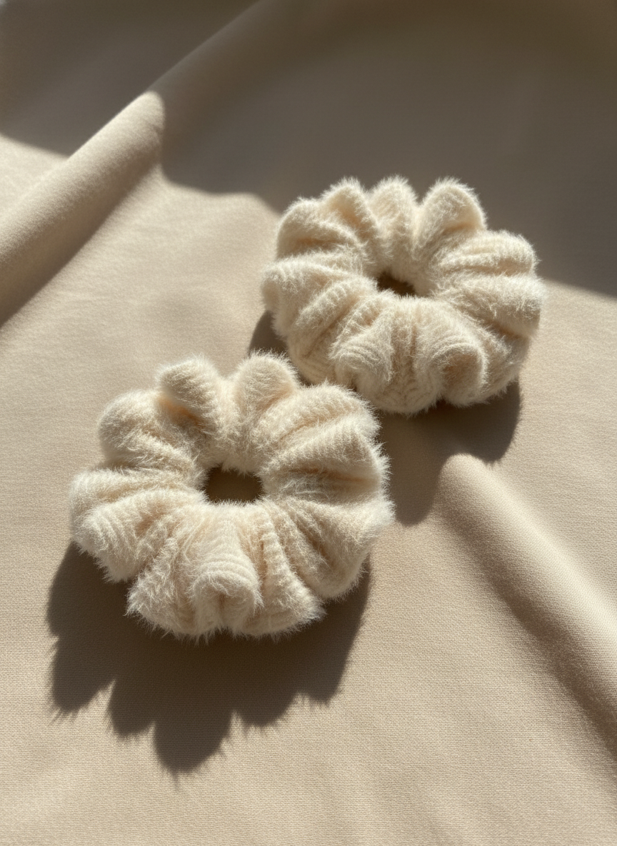 Large Snow Puff Scrunchie