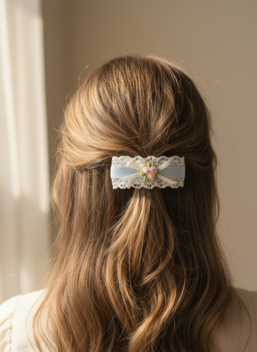 Vivian Embroidery Fleur Flat Bow