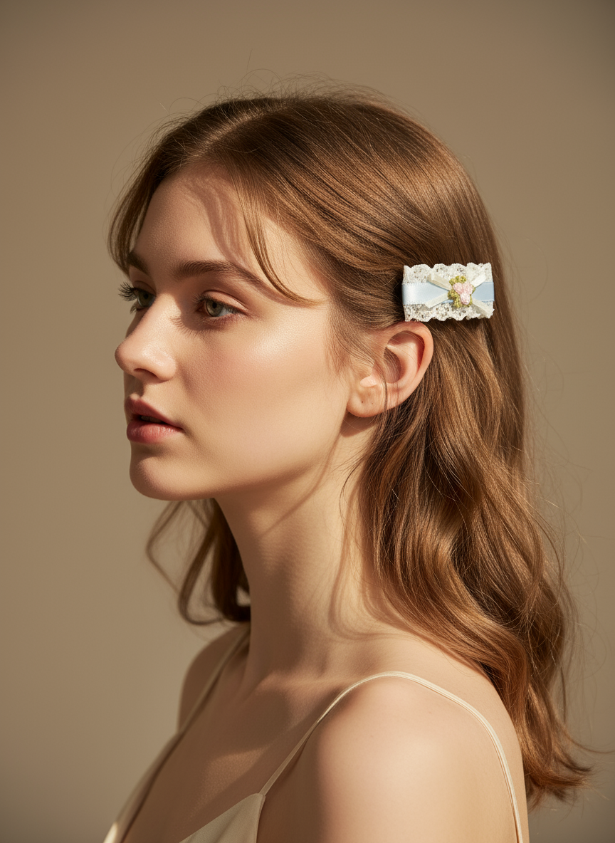 Vivian Embroidery Fleur Flat Bow