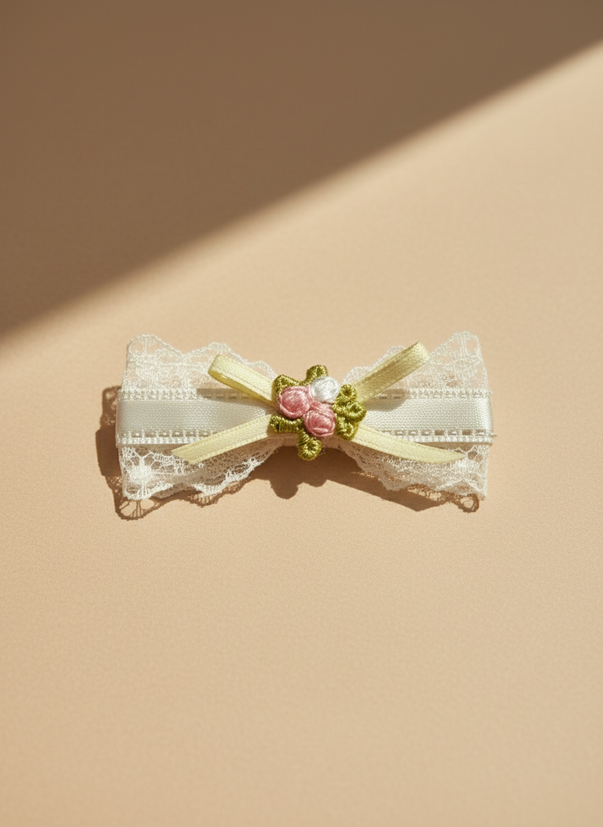Vivian Embroidery Fleur Flat Bow