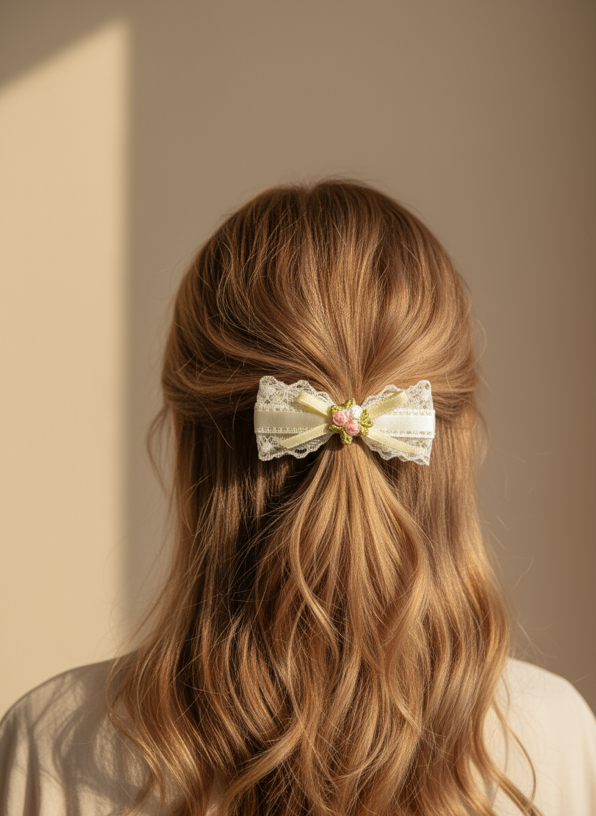 Vivian Embroidery Fleur Flat Bow
