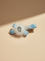 Snow Pom Pom Criss Cross Clip