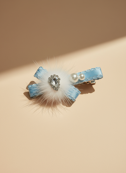 Snow Pom Pom Criss Cross Clip