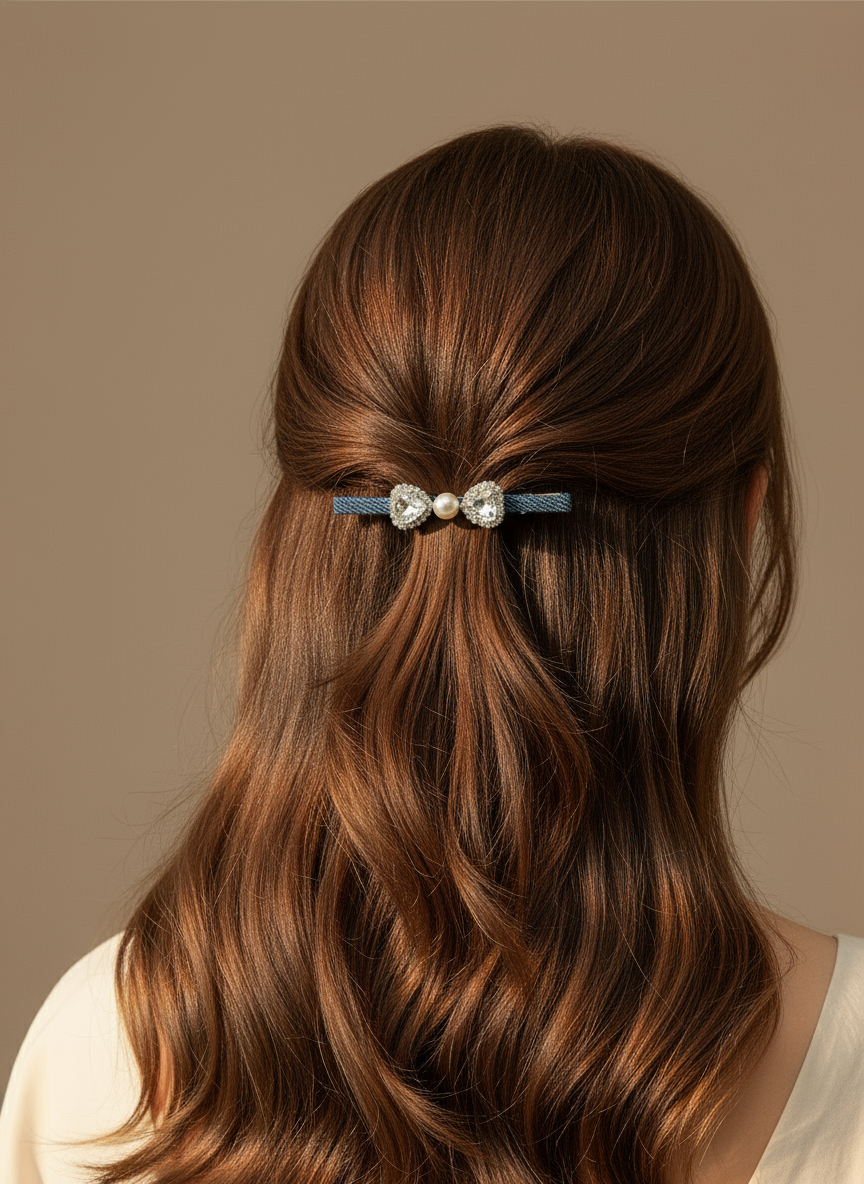Pince à cheveux en jean Swarovski