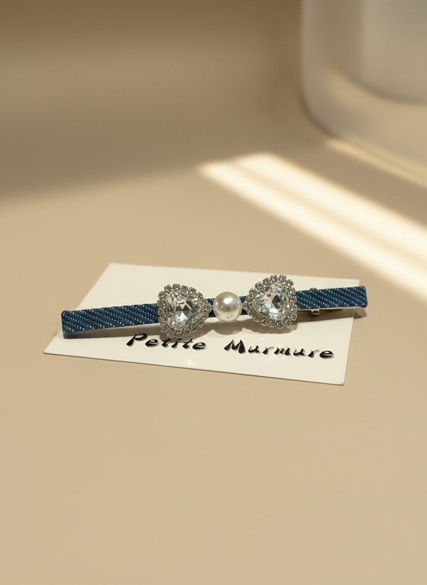 Denim Swarovski Hair Clip