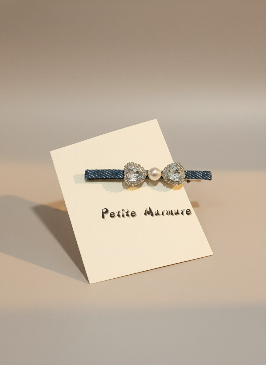 Denim Swarovski Hair Clip