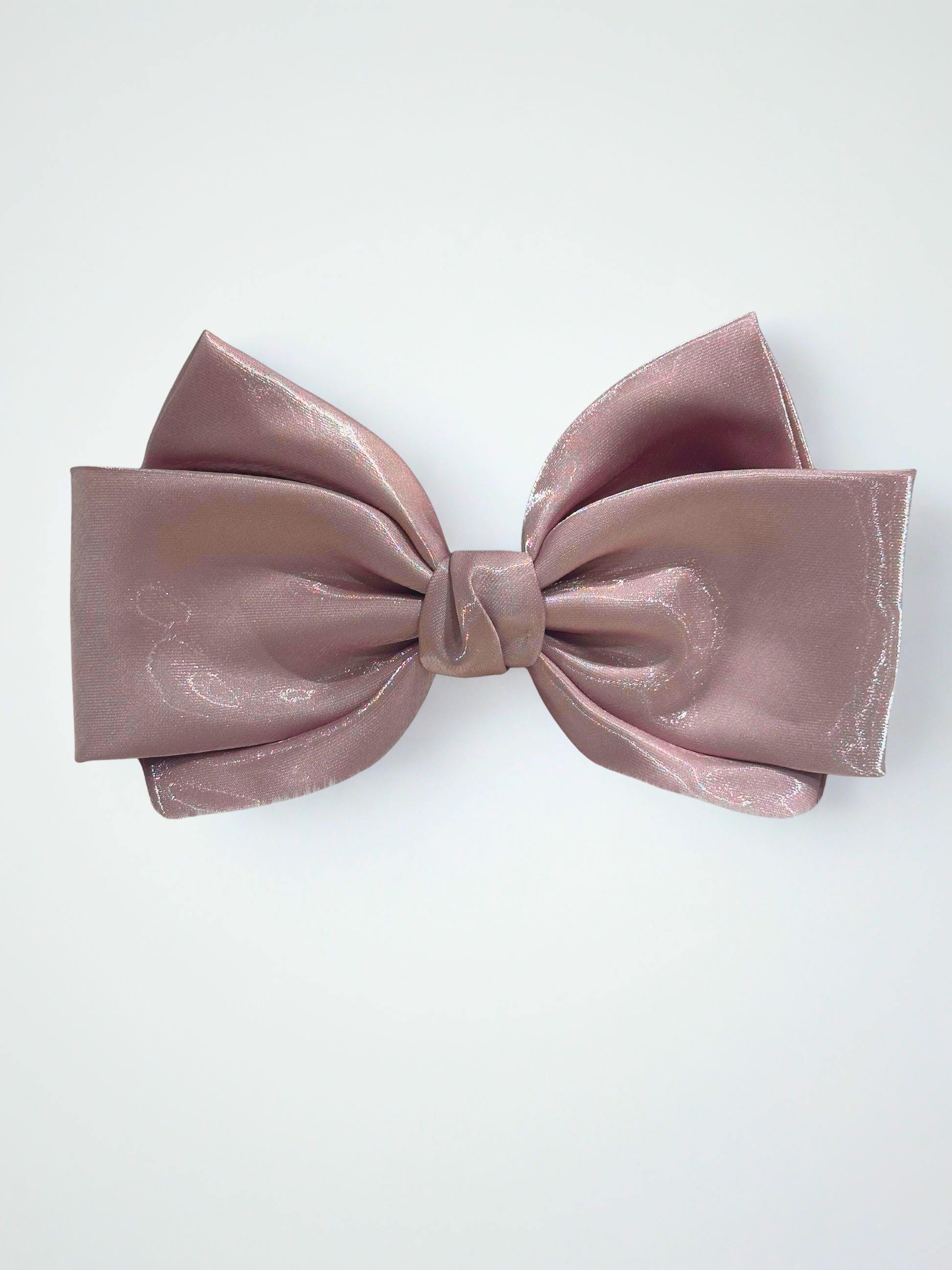 XL Mauve Pink Satin Bow Barrette