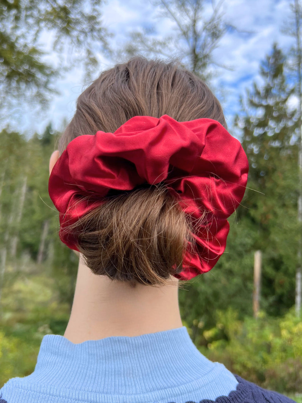 X-Large Dahlia Mulberry Silk Scrunchies