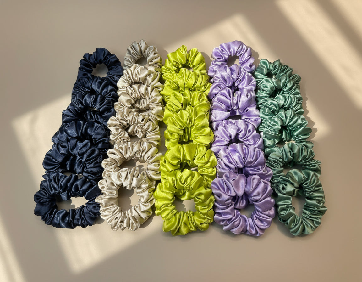 Small Dahlia Mulberry Silk Scrunchies