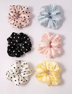 Large Dahlia Polka Mulberry Silk Scrunchies