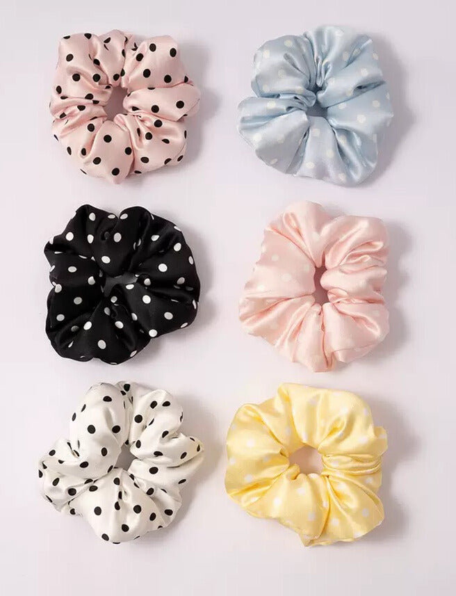 Large Dahlia Polka Mulberry Silk Scrunchies