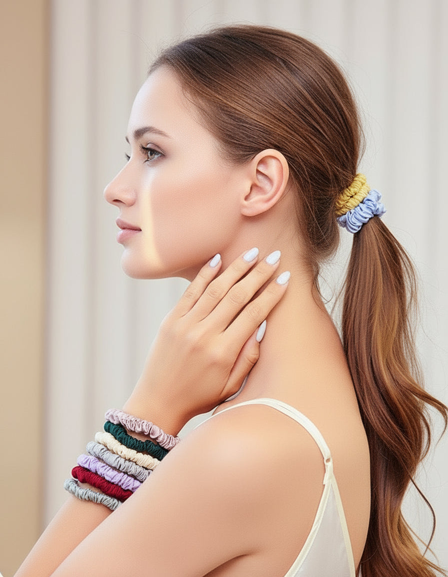 XS Dahlia mulberry Silk Scrunchies