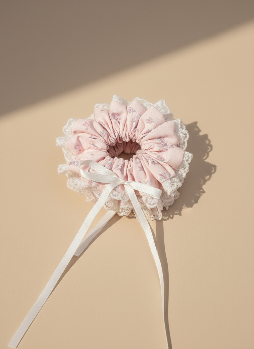 Laced Floral Scrunchies with Ribbon Bow