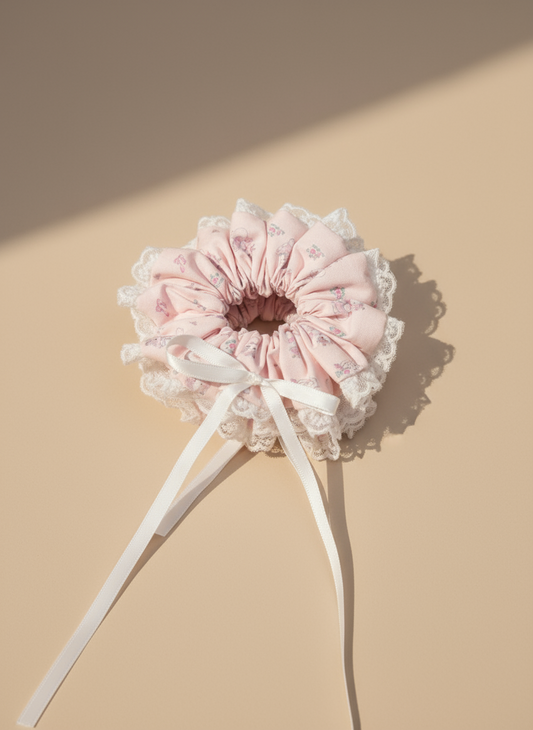 Laced Floral Scrunchies with Ribbon Bow