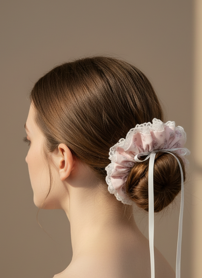 Laced Floral Scrunchies with Ribbon Bow