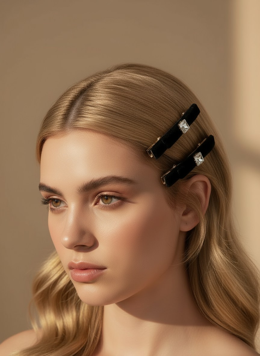 Honey Velvet Slim Bow Clip