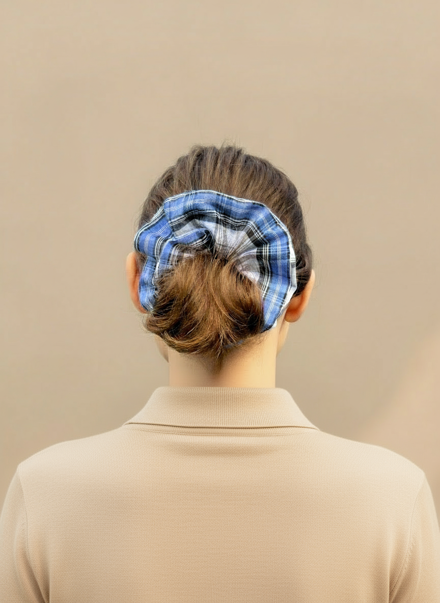 Large Blue Gingham Scrunchies