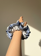 Large Blue Gingham Scrunchies