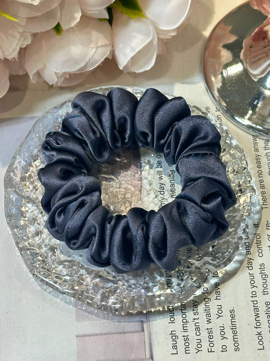 Small Dahlia Mulberry Silk Scrunchies