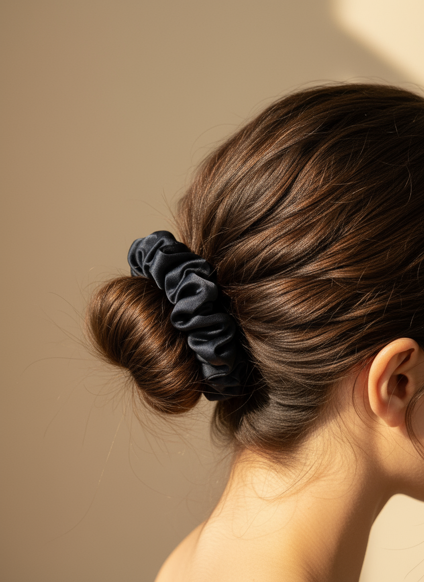 Small Dahlia Mulberry Silk Scrunchies