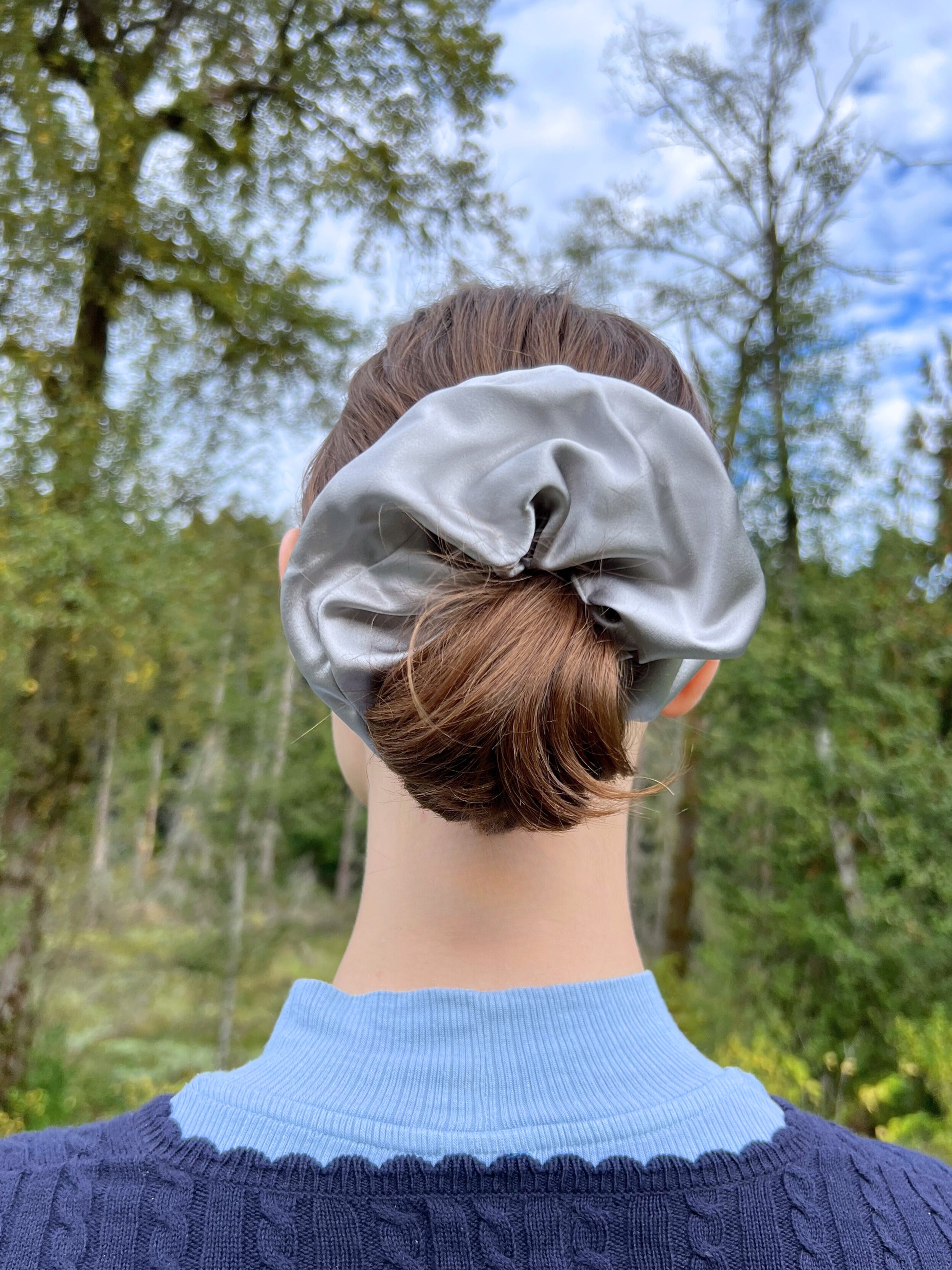 X-Large Dahlia Mulberry Silk Scrunchies